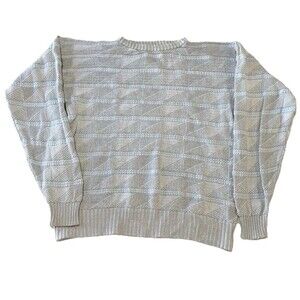 VTG Fox Collection 100% Cotton Sweater L Pastel Multicolor Chunky Geometric Wear